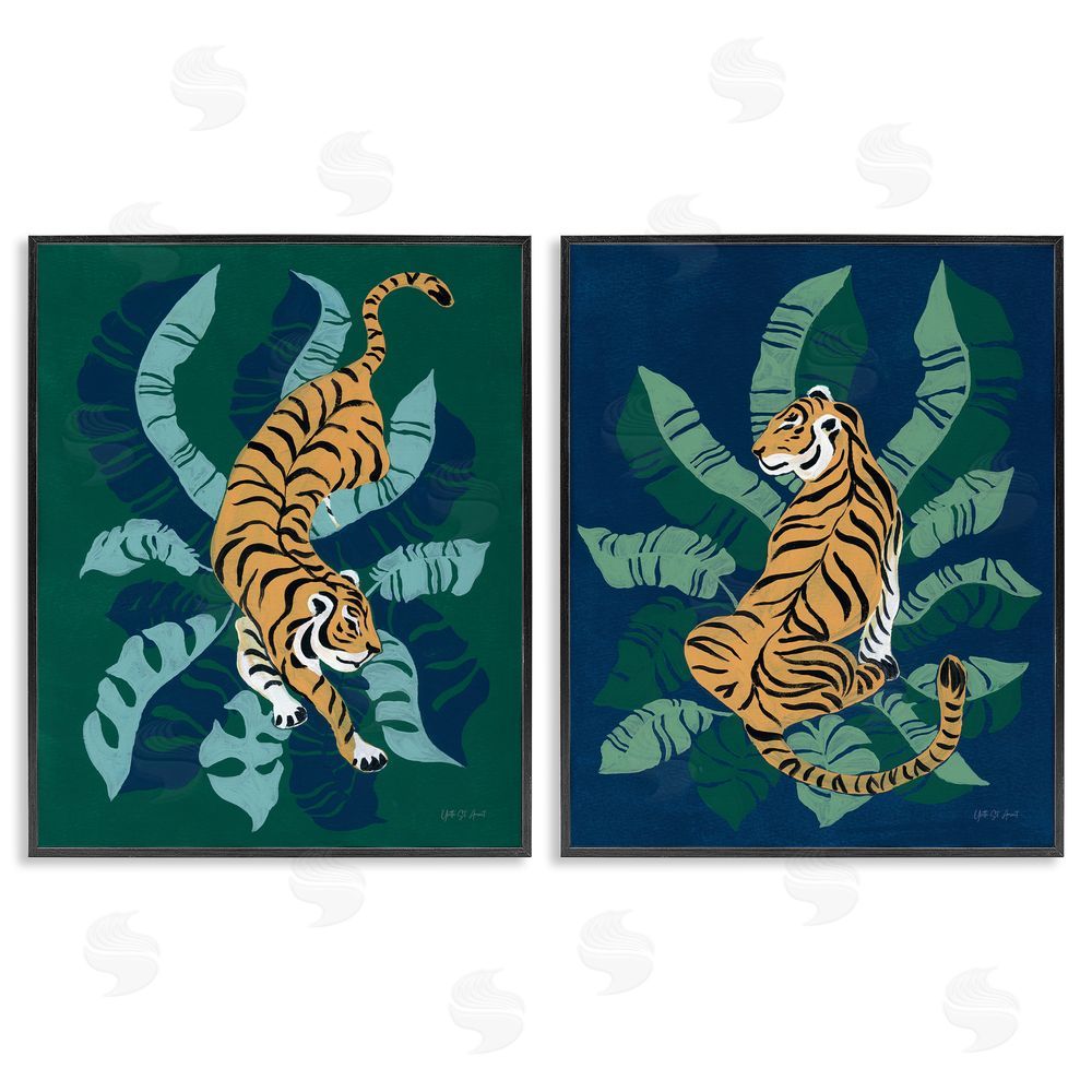 Yvette St. Amant Prowling Tiger Sitting Tiger Jungle  Black Framed Giclee Wall Art Print