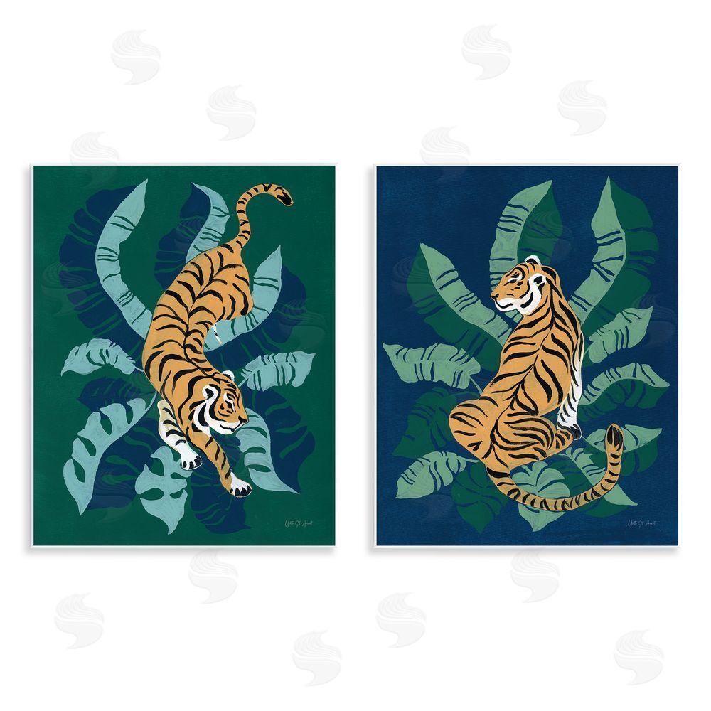 Yvette St. Amant Prowling Tiger Sitting Tiger Jungle  Wooden Wall Plaque Art Print