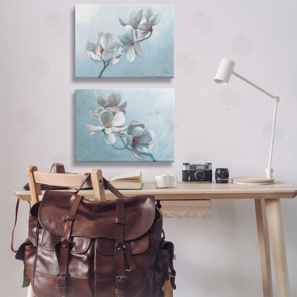 Wellington Studio Single Magnolia Branch Blossoms Canvas Wall Art Print in Room