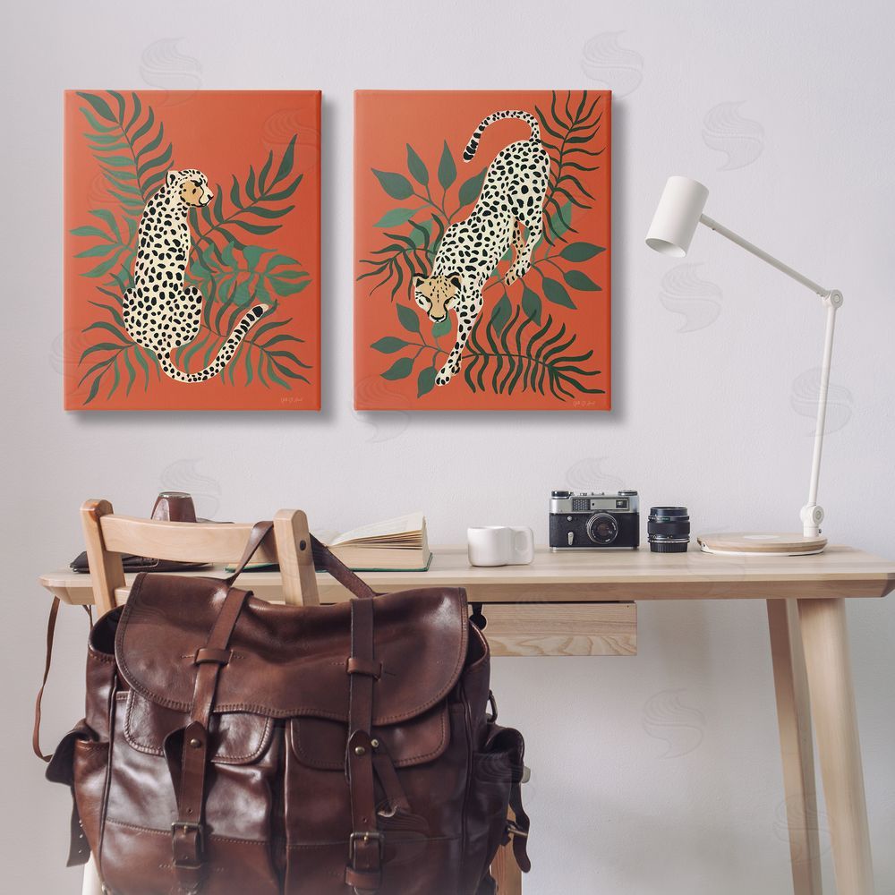 Yvette St. Amant Sitting Cheetah Prowling Jungle  Canvas Wall Art Print in Room