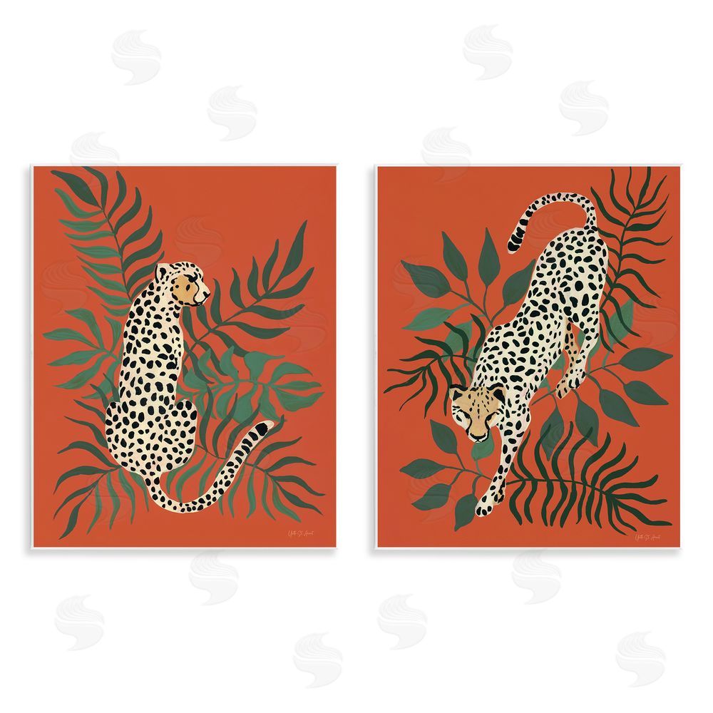 Yvette St. Amant Sitting Cheetah Prowling Jungle  Wooden Wall Plaque Art Print
