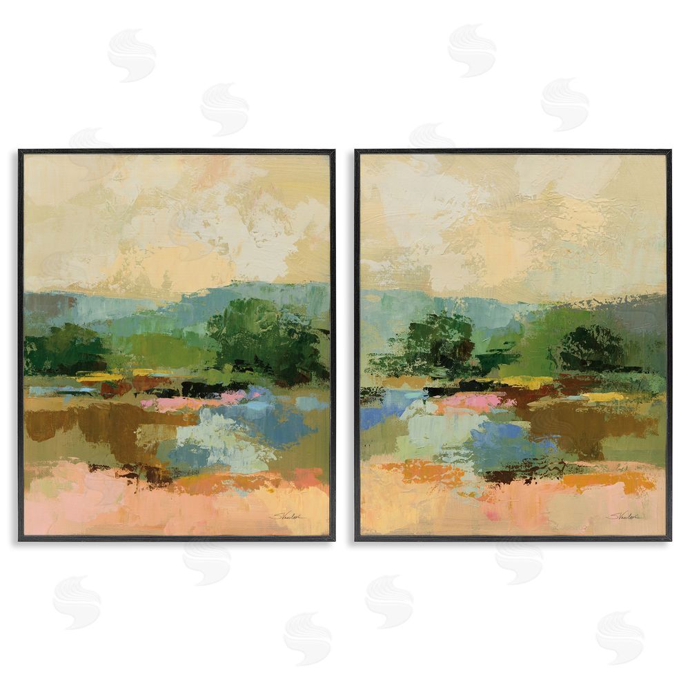 Silvia Vassileva Across the River Landscape Black Framed Giclee Wall Art Print
