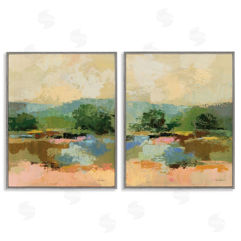 Silvia Vassileva Across the River Landscape Gray Framed Giclee Wall Art Print