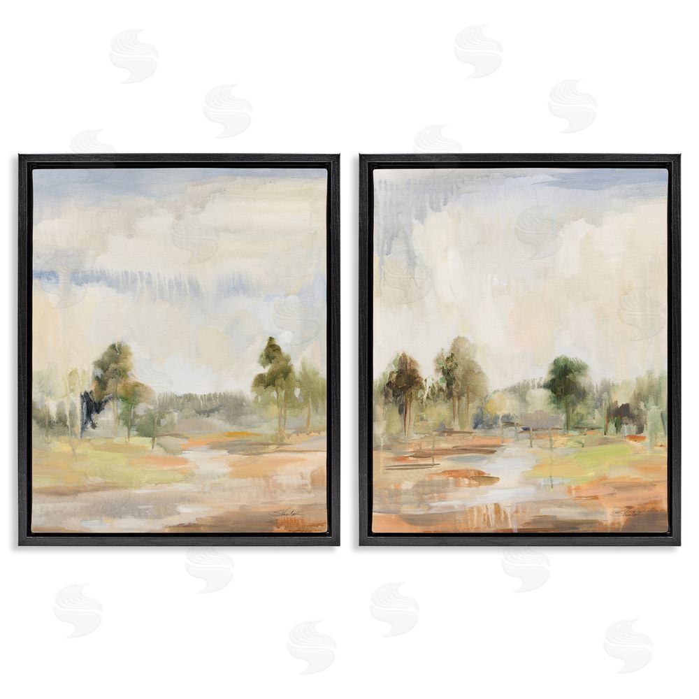 Silvia Vassileva Summer Rainstorm in the Woods Black Floating Frame Canvas Wall Art Print