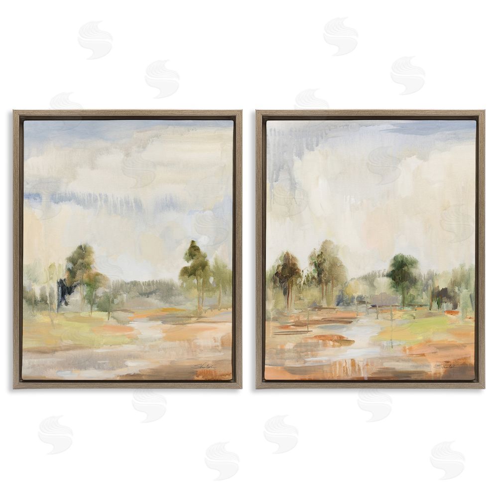 Silvia Vassileva Summer Rainstorm in the Woods Brown Floating Frame Canvas Wall Art Print
