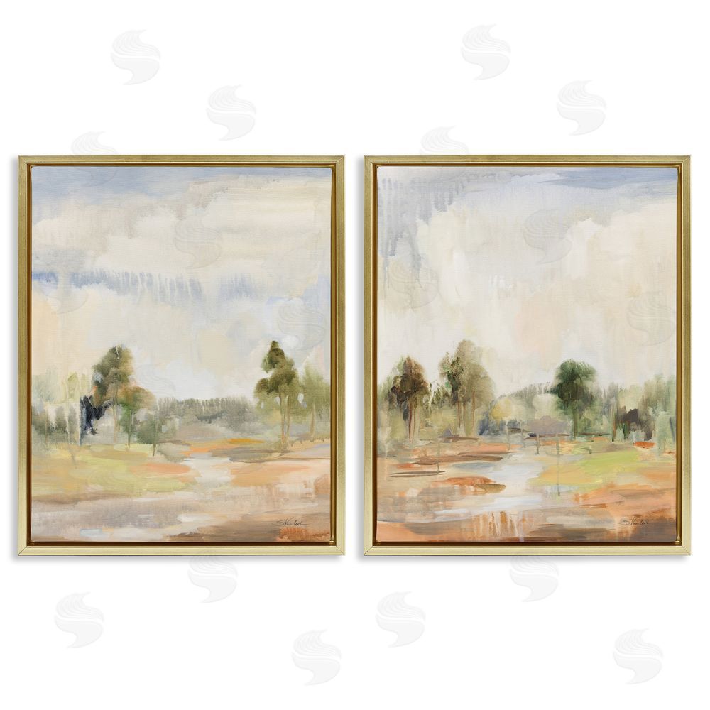 Silvia Vassileva Summer Rainstorm in the Woods Gold Floating Frame Canvas Wall Art Print