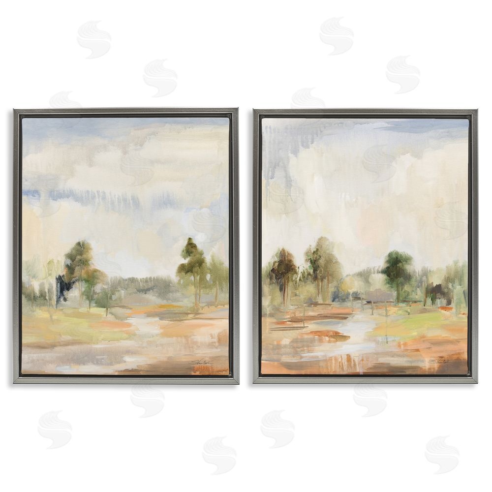 Silvia Vassileva Summer Rainstorm in the Woods Gray Floating Frame Canvas Wall Art Print