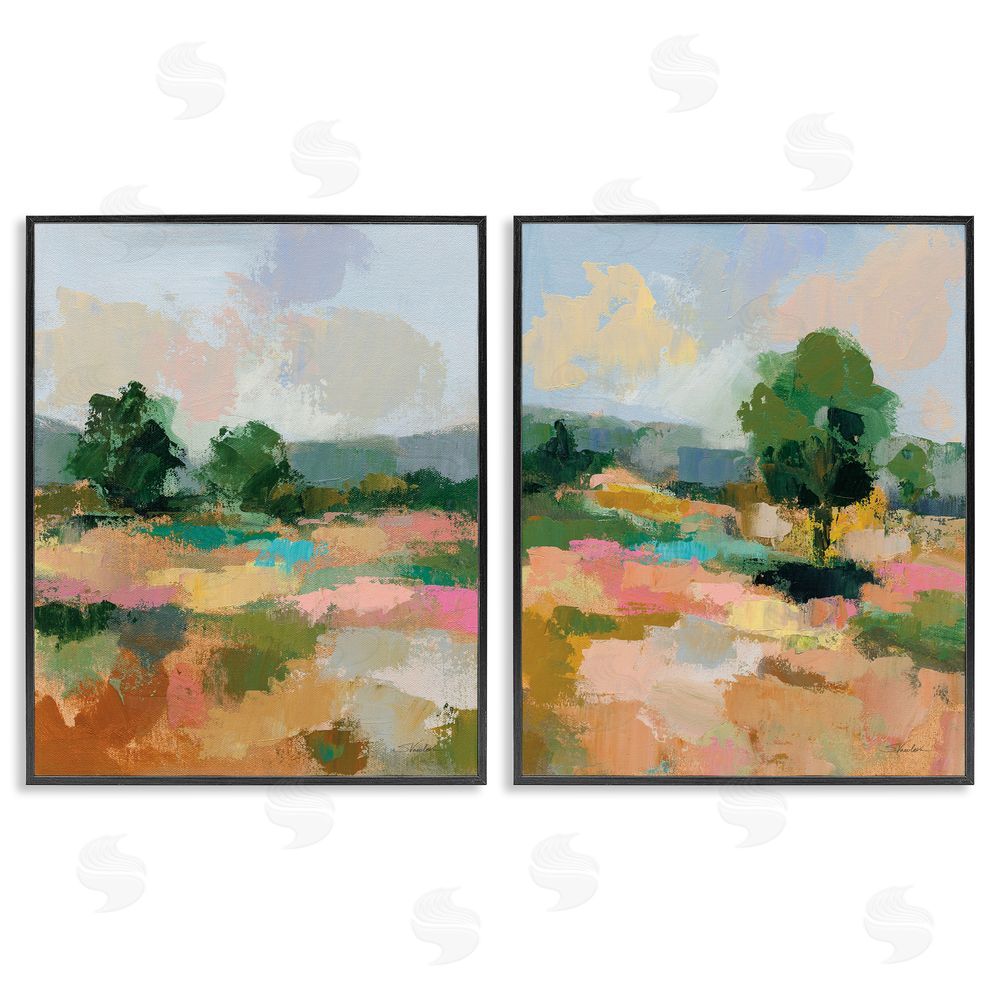 Silvia Vassileva Spring Field Abstract Landscape  Black Framed Giclee Wall Art Print