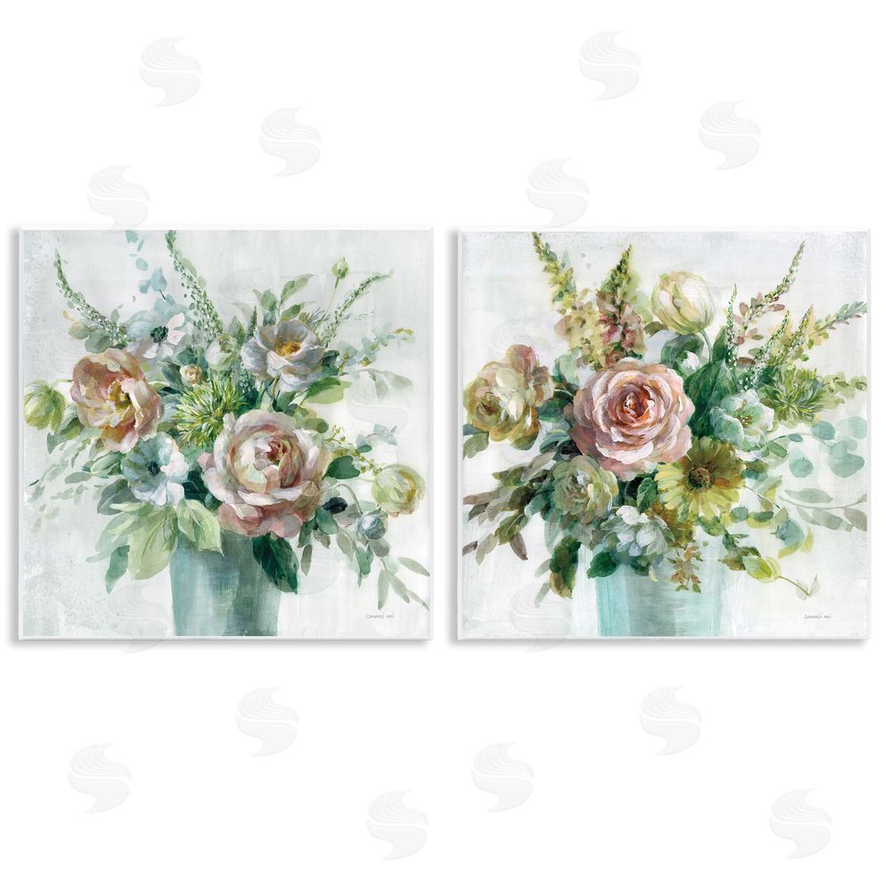 Danhui Nai Sage Peach Still Life Florals Wooden Wall Plaque Art Print