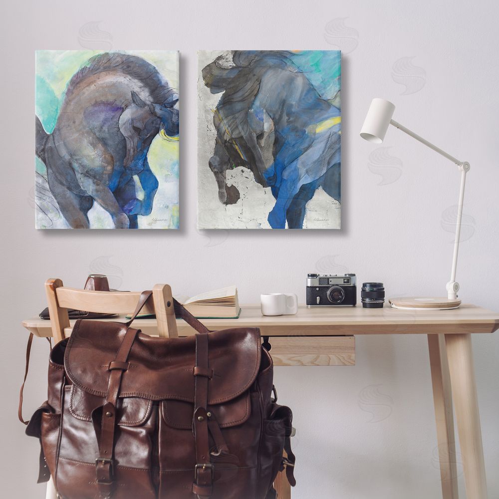 Albena Hristova Bucking Horse Joyful Play Canvas Wall Art Print in Room
