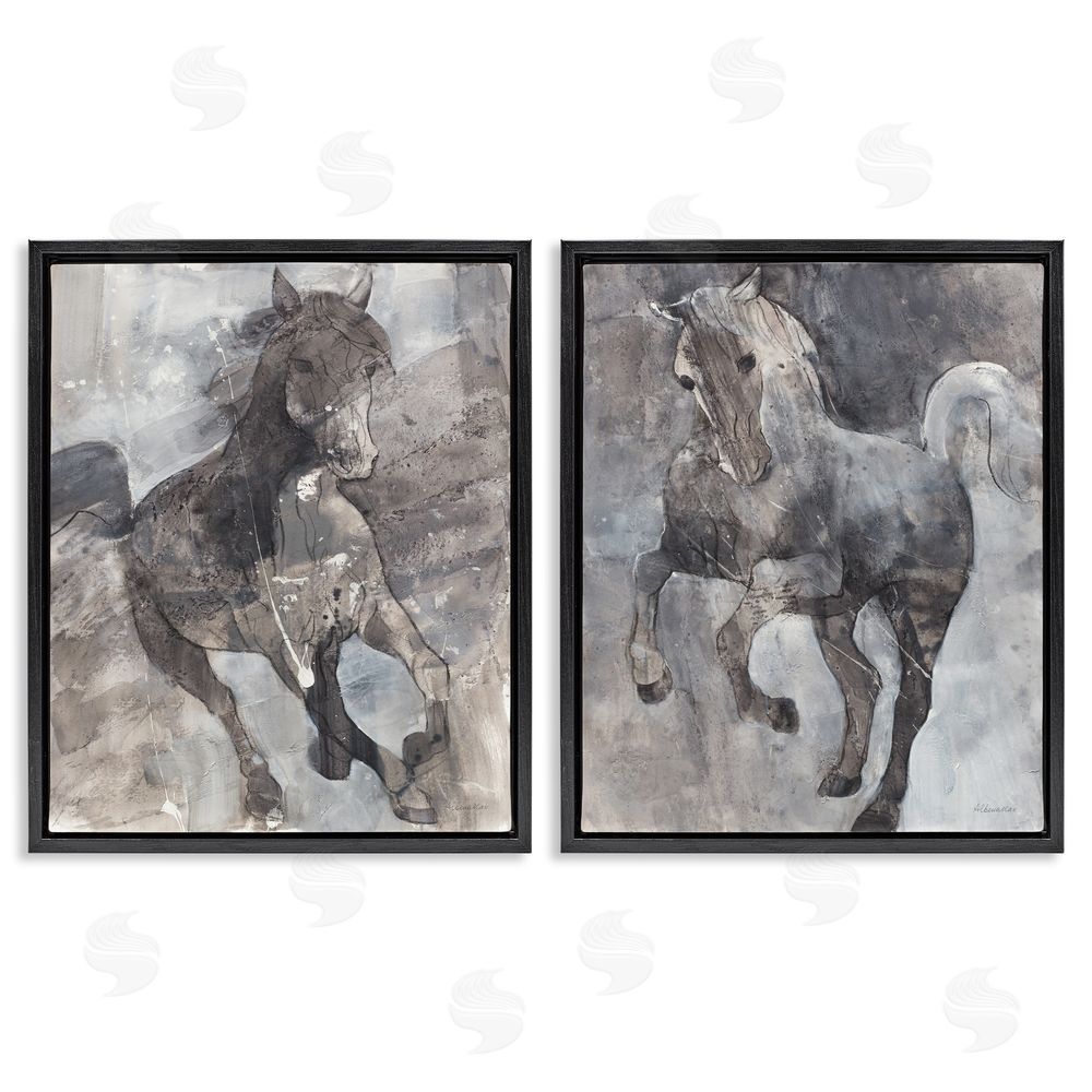 Albena Hristova Free Spirit Wind Dancer Horse  Black Floating Frame Canvas Wall Art Print