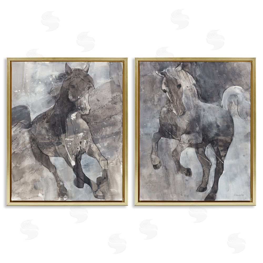 Albena Hristova Free Spirit Wind Dancer Horse  Gold Floating Frame Canvas Wall Art Print