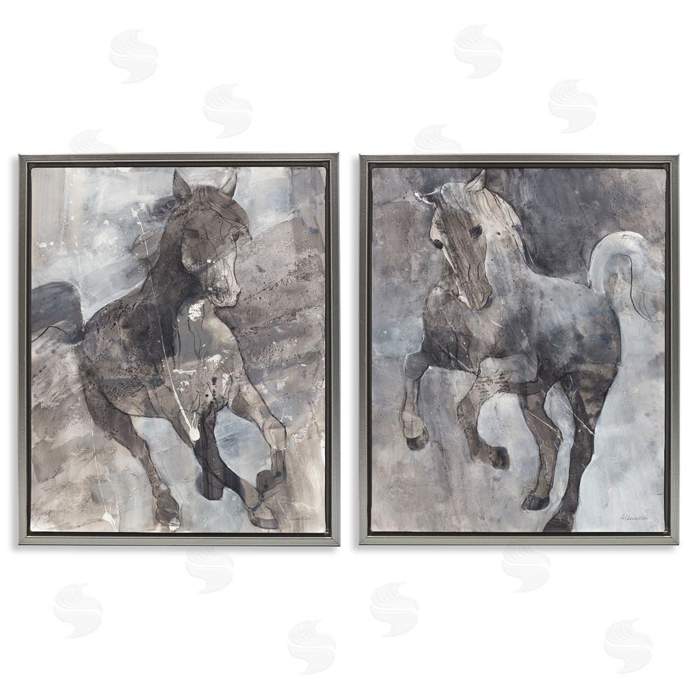 Albena Hristova Free Spirit Wind Dancer Horse  Gray Floating Frame Canvas Wall Art Print