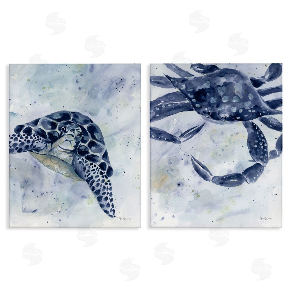 Yvette St. Amant Sea Creatures Turtle & Crab Canvas Wall Art Print