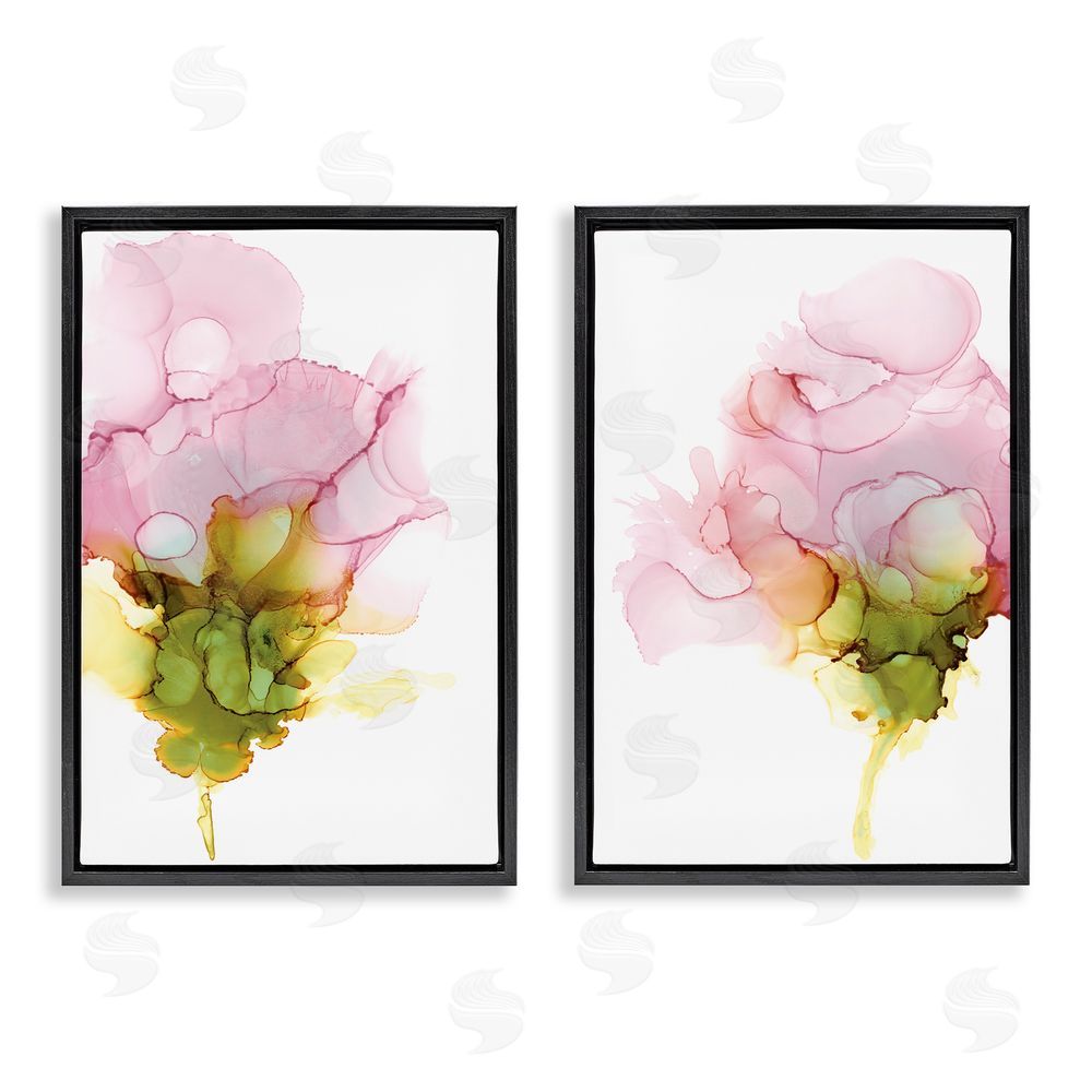 Jennifer Goldberger Blooming Pink Ink Blossom Black Floating Frame Canvas Wall Art Print