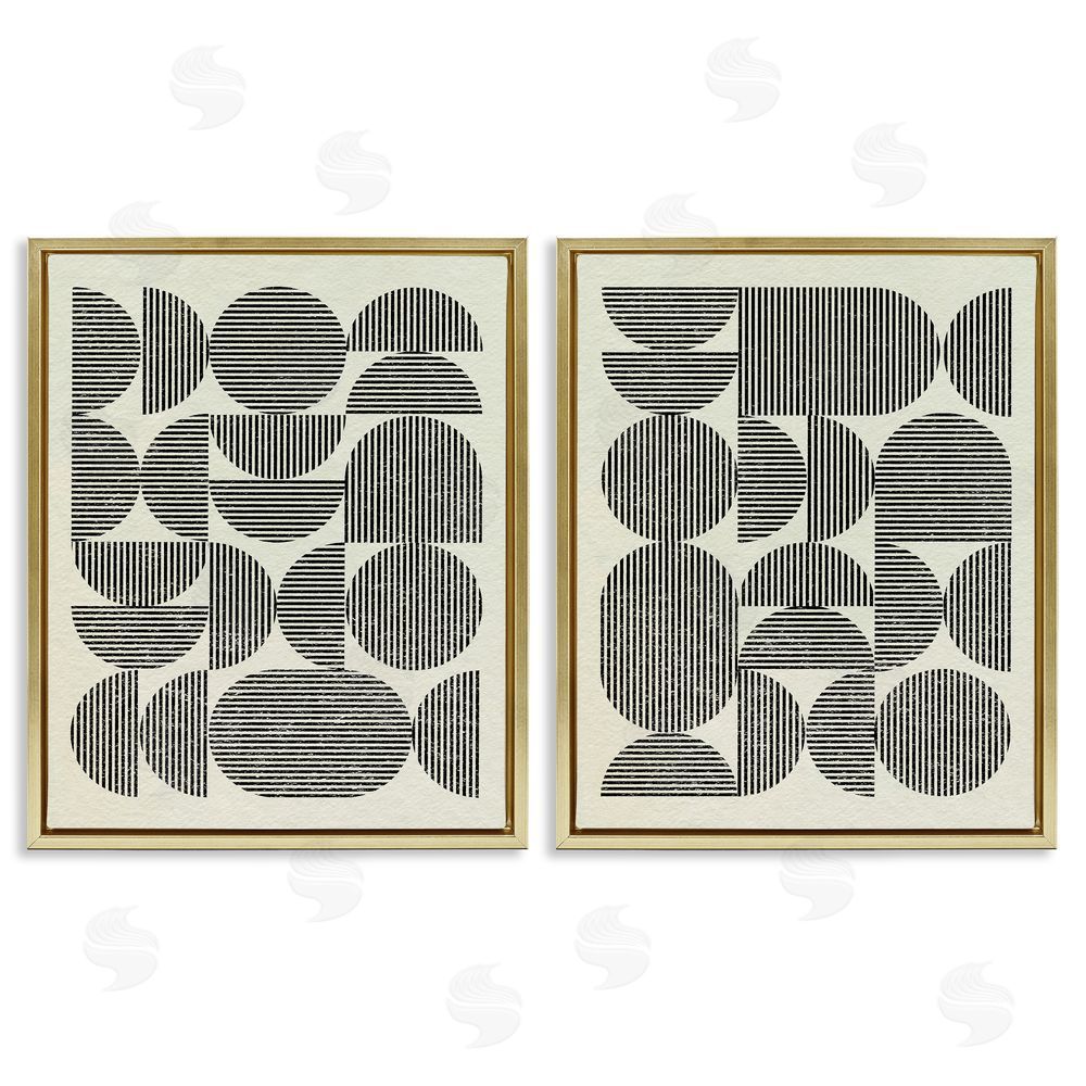 Victoria Barnes Minimalist Modern Geometric Gold Floating Frame Canvas Wall Art Print