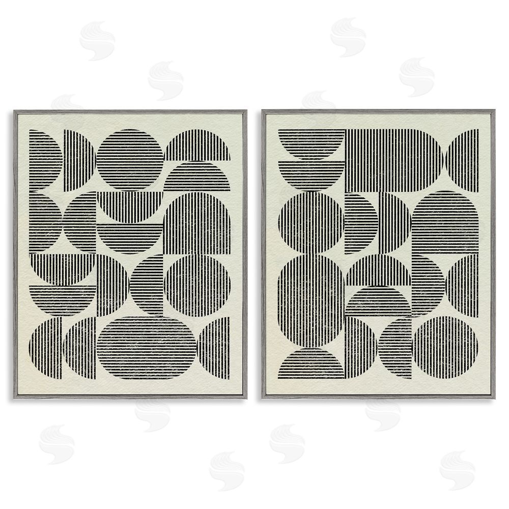 Victoria Barnes Minimalist Modern Geometric Gray Framed Giclee Wall Art Print