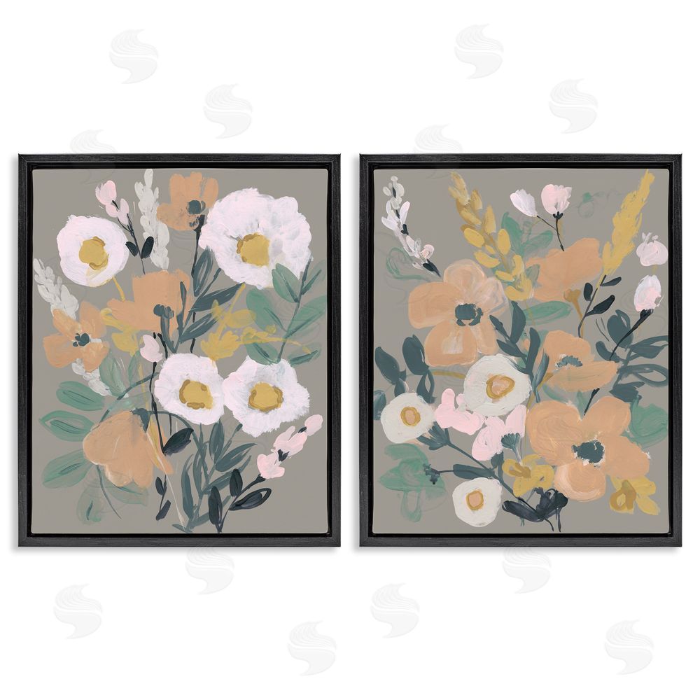 Jennifer Goldberger Cheery Floral Bouquet  Black Floating Frame Canvas Wall Art Print