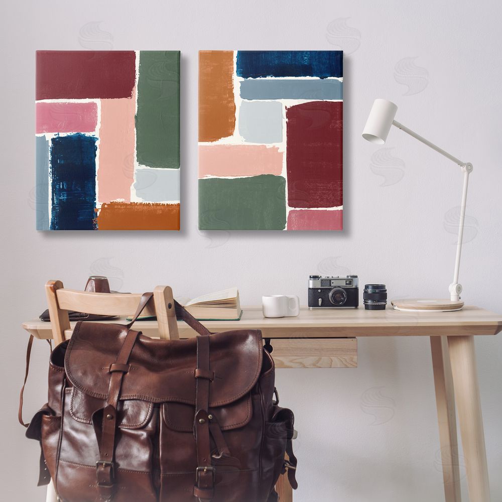 Victoria Barnes Abstract Modular Color Block  Canvas Wall Art Print in Room
