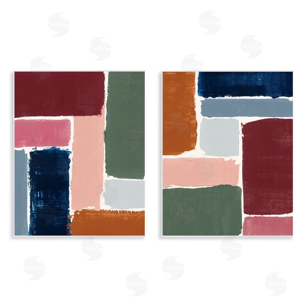 Victoria Barnes Abstract Modular Color Block  Wooden Wall Plaque Art Print