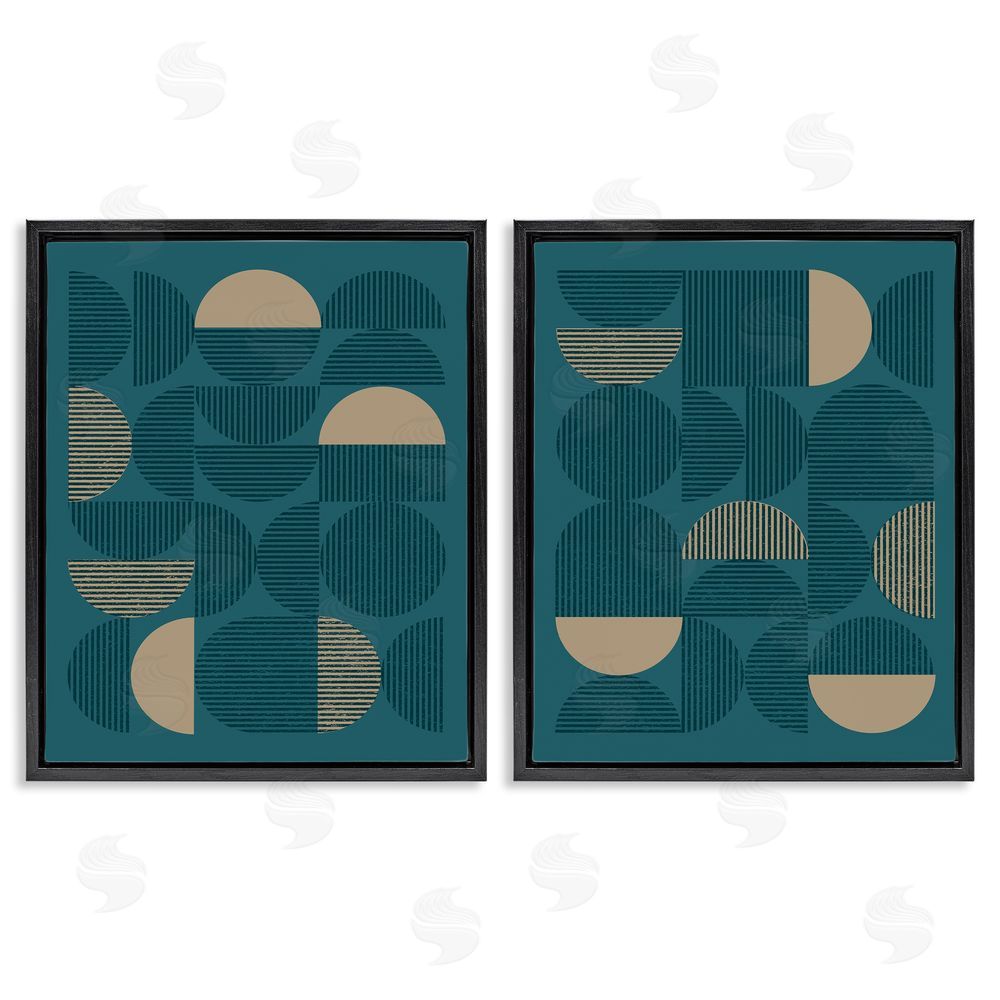 Vision Studio Minimalist Teal Geometric Black Floating Frame Canvas Wall Art Print