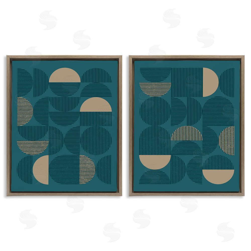 Vision Studio Minimalist Teal Geometric Brown Floating Frame Canvas Wall Art Print