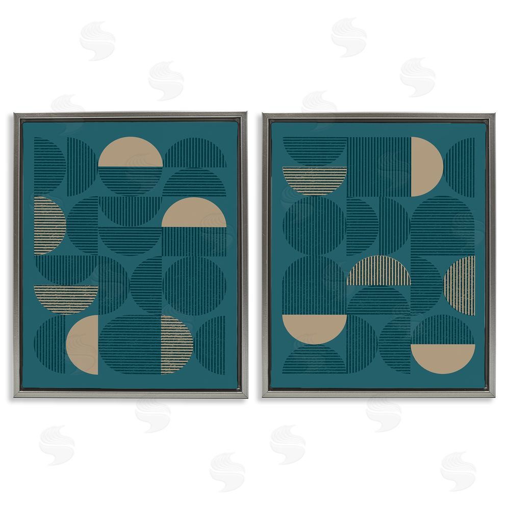 Vision Studio Minimalist Teal Geometric Gray Floating Frame Canvas Wall Art Print