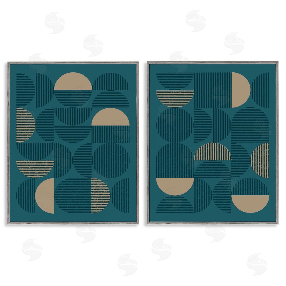 Vision Studio Minimalist Teal Geometric Gray Framed Giclee Wall Art Print