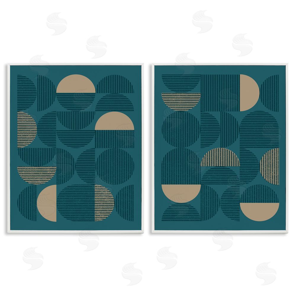 Vision Studio Minimalist Teal Geometric White Framed Giclee Wall Art Print