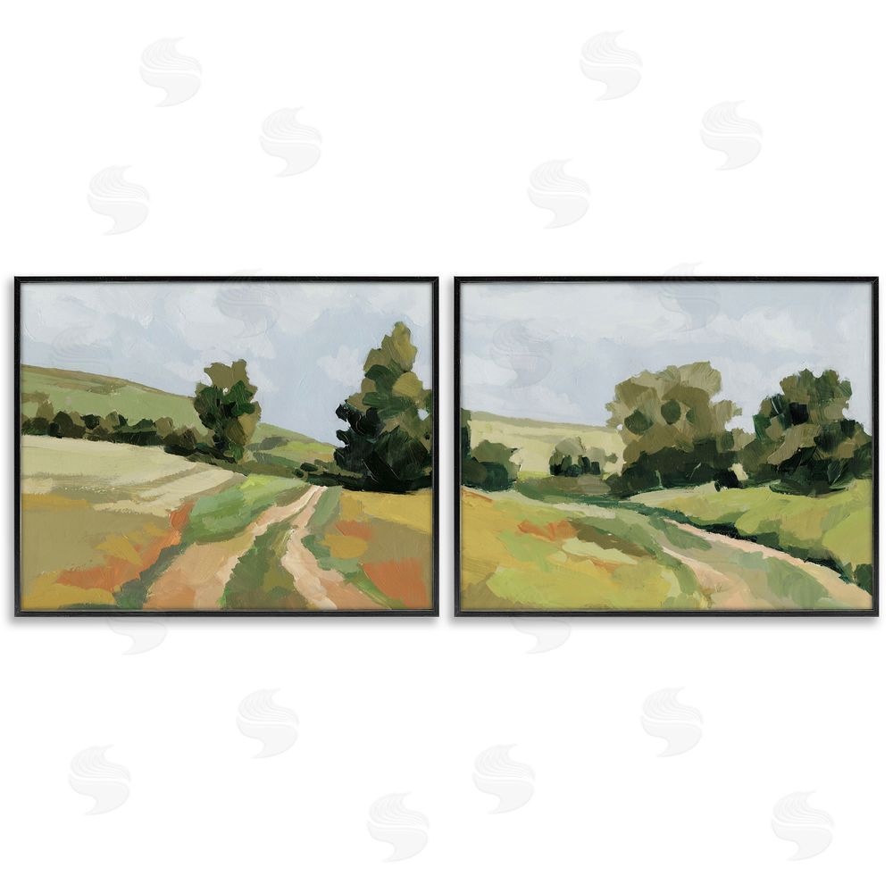 Victoria Barnes Abstract Country Road Landscape Black Framed Giclee Wall Art Print