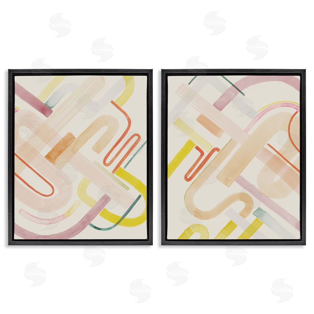 Grace Popp Retro Neutral Patterns Black Floating Frame Canvas Wall Art Print
