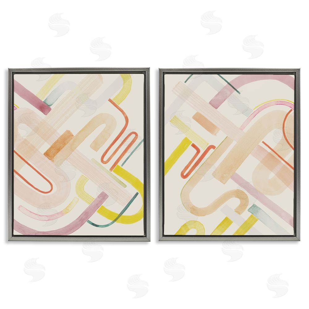 Grace Popp Retro Neutral Patterns Gray Floating Frame Canvas Wall Art Print