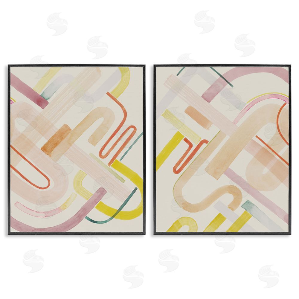 Grace Popp Retro Neutral Patterns Black Framed Giclee Wall Art Print