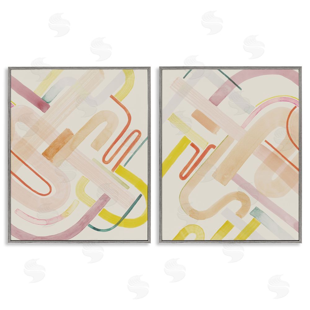 Grace Popp Retro Neutral Patterns Gray Framed Giclee Wall Art Print