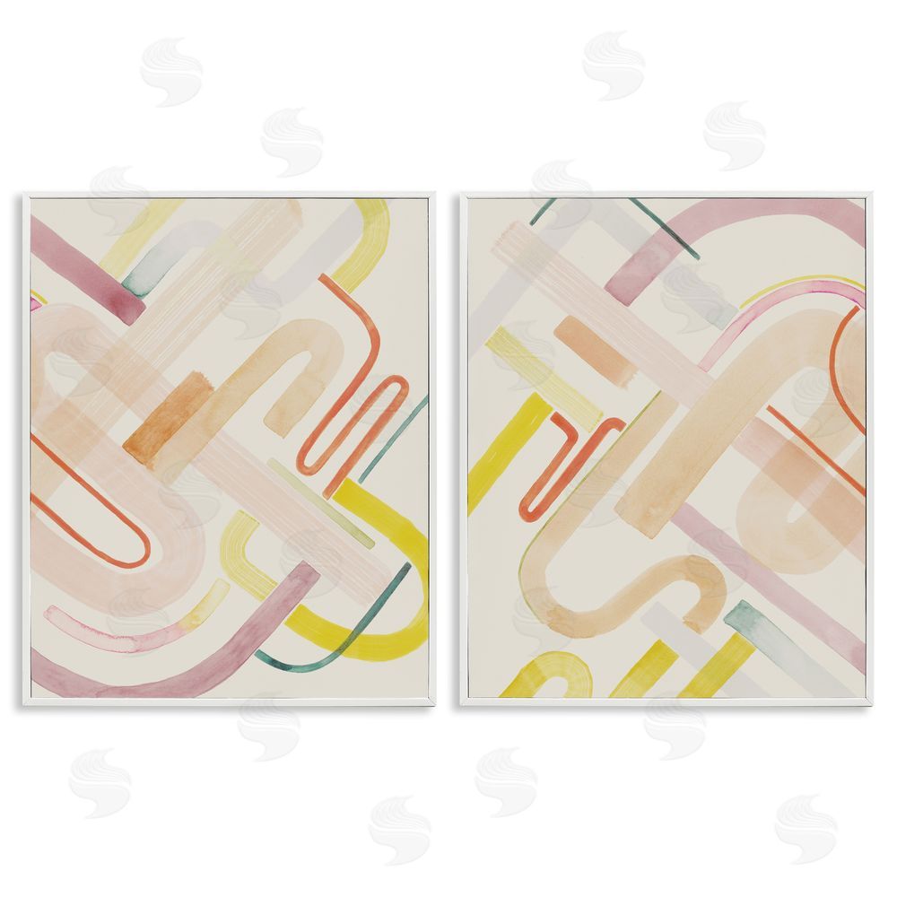 Grace Popp Retro Neutral Patterns White Framed Giclee Wall Art Print