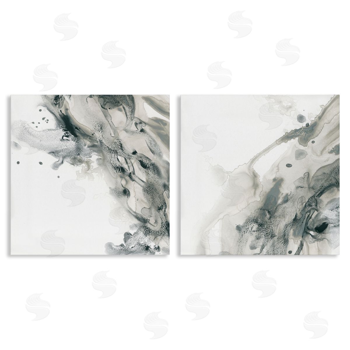 June Erica Vess Abstract Monochromatic Liquid  Canvas Wall Art Print