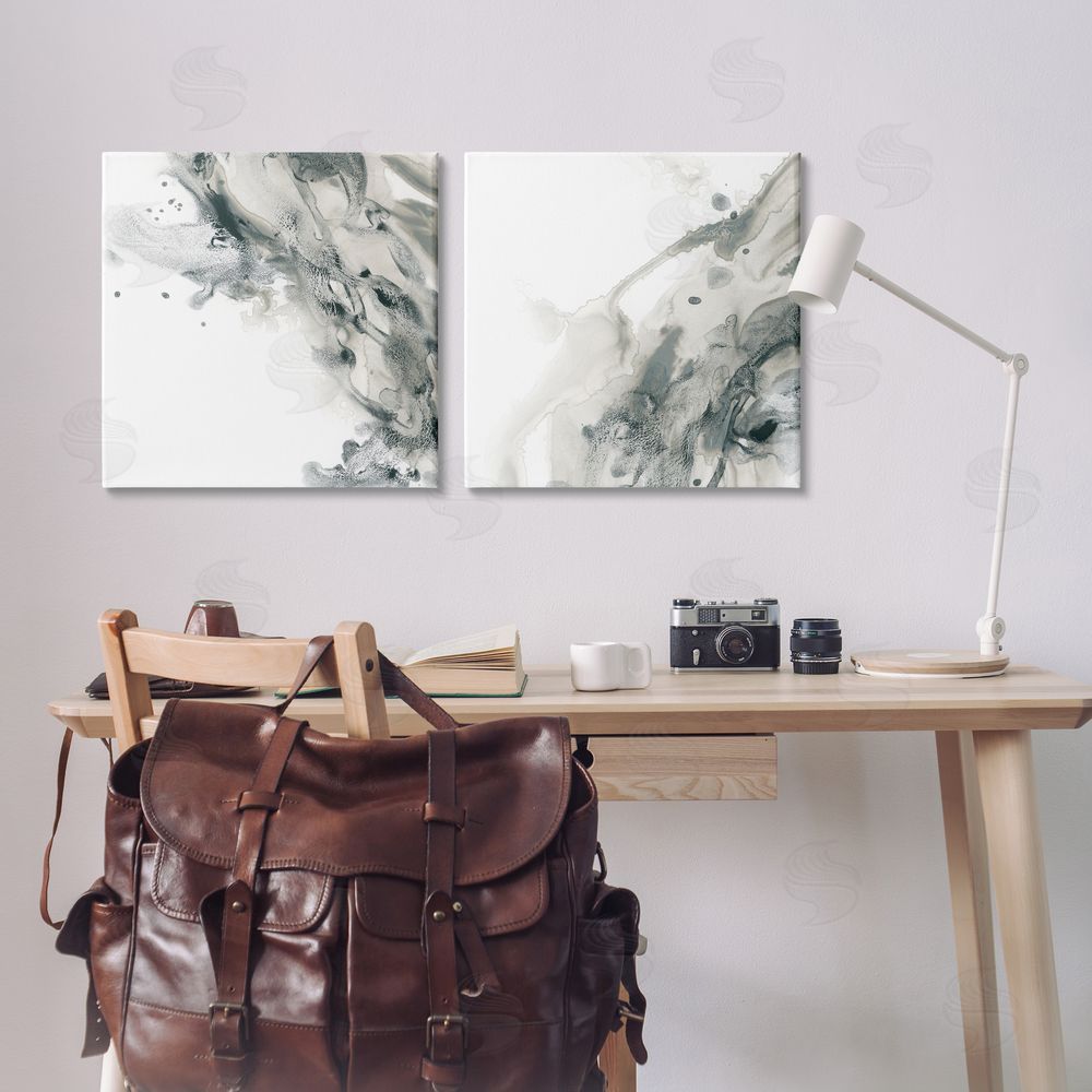 June Erica Vess Abstract Monochromatic Liquid  Canvas Wall Art Print in Room