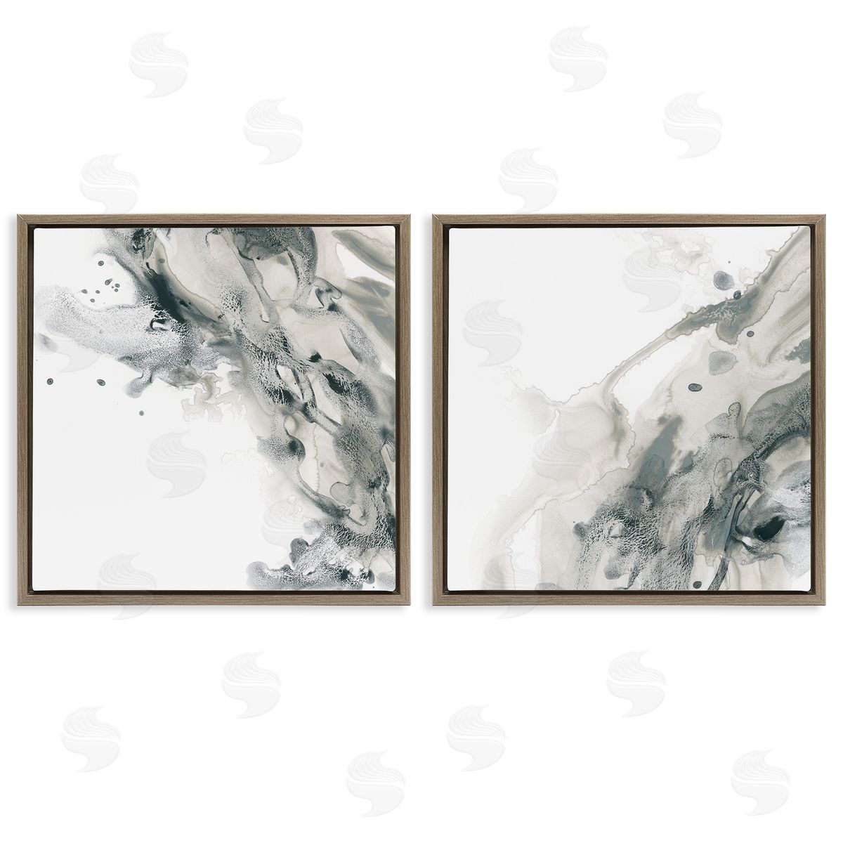 June Erica Vess Abstract Monochromatic Liquid  Brown Floating Frame Canvas Wall Art Print
