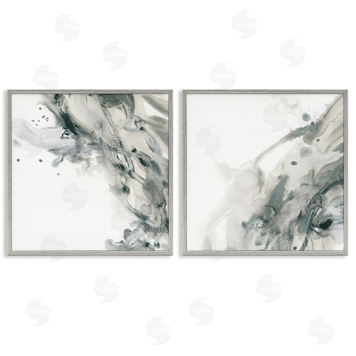 June Erica Vess Abstract Monochromatic Liquid  Gray Framed Giclee Wall Art Print