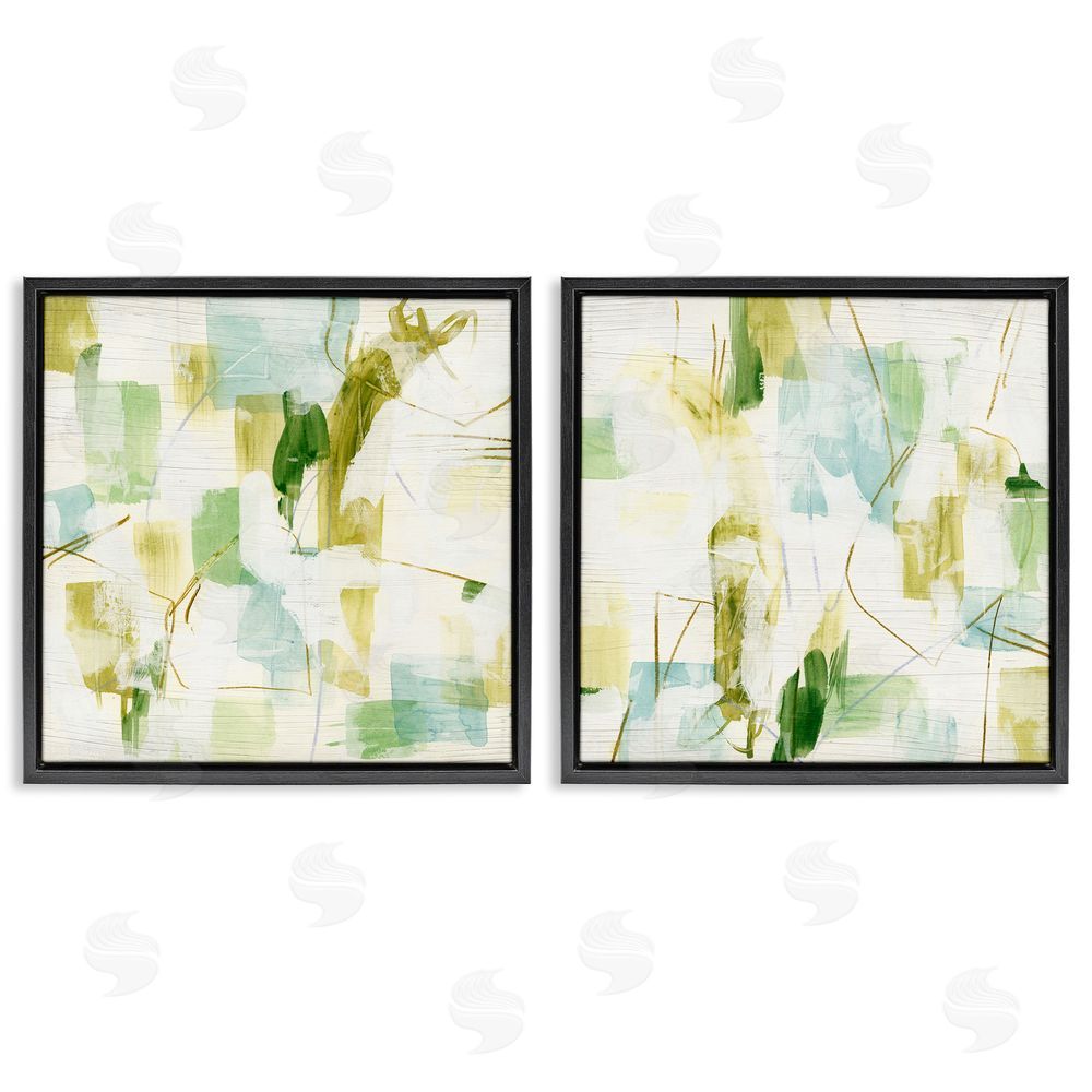June Erica Vess Abstract Chaotic Patterns Black Floating Frame Canvas Wall Art Print