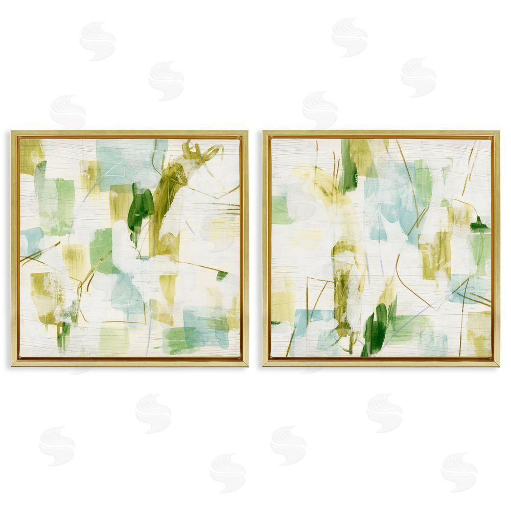 June Erica Vess Abstract Chaotic Patterns Gold Floating Frame Canvas Wall Art Print