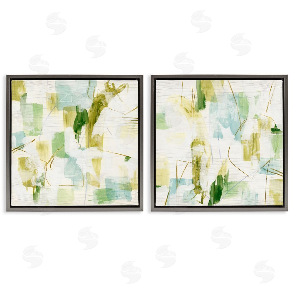June Erica Vess Abstract Chaotic Patterns Gray Floating Frame Canvas Wall Art Print