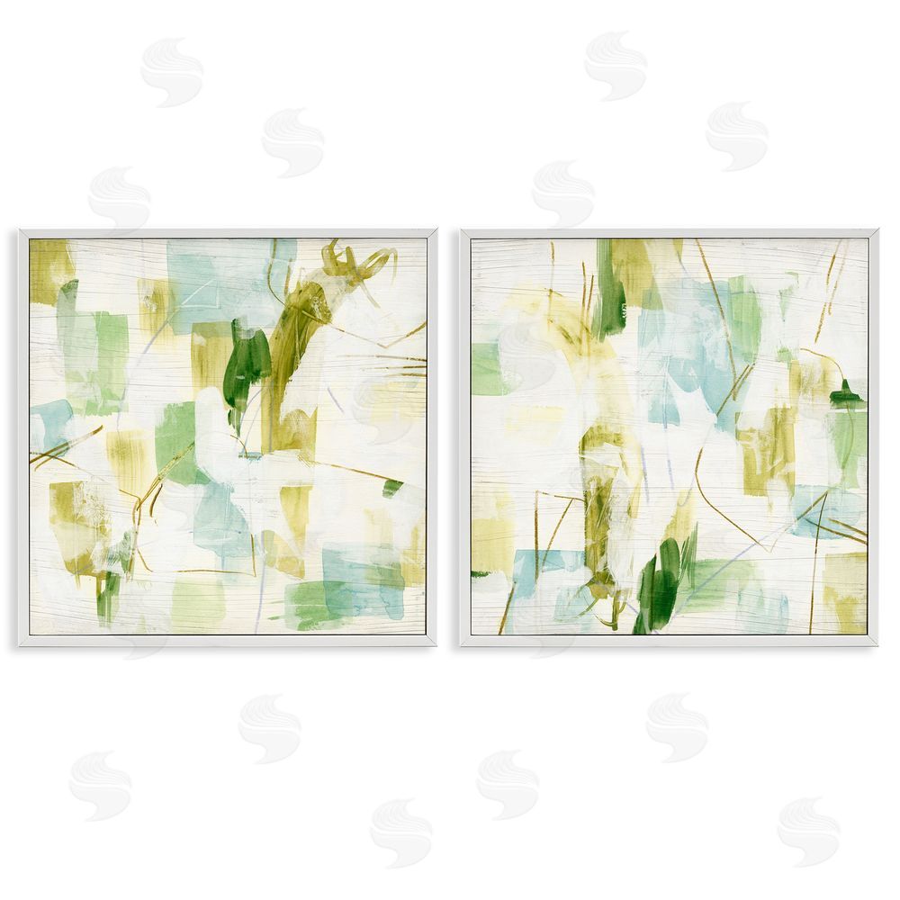June Erica Vess Abstract Chaotic Patterns White Framed Giclee Wall Art Print