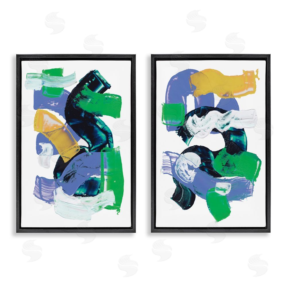 Melissa Wang Vibrant Abstract Tubes  Black Floating Frame Canvas Wall Art Print