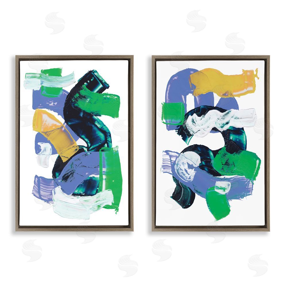 Melissa Wang Vibrant Abstract Tubes  Brown Floating Frame Canvas Wall Art Print