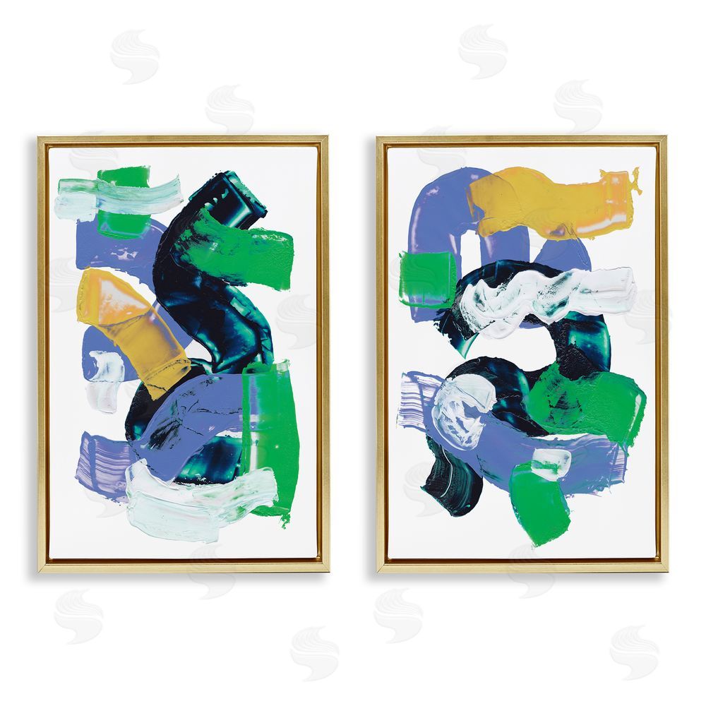 Melissa Wang Vibrant Abstract Tubes  Gold Floating Frame Canvas Wall Art Print