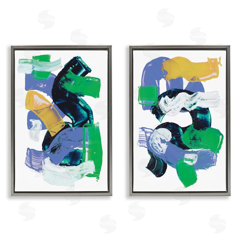 Melissa Wang Vibrant Abstract Tubes  Gray Floating Frame Canvas Wall Art Print