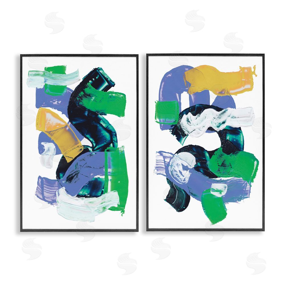 Melissa Wang Vibrant Abstract Tubes  Black Framed Giclee Wall Art Print