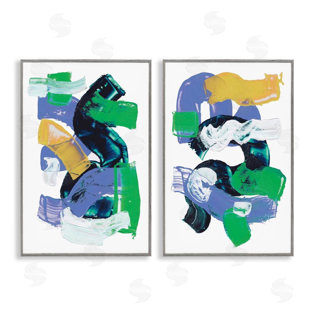 Melissa Wang Vibrant Abstract Tubes  Gray Framed Giclee Wall Art Print
