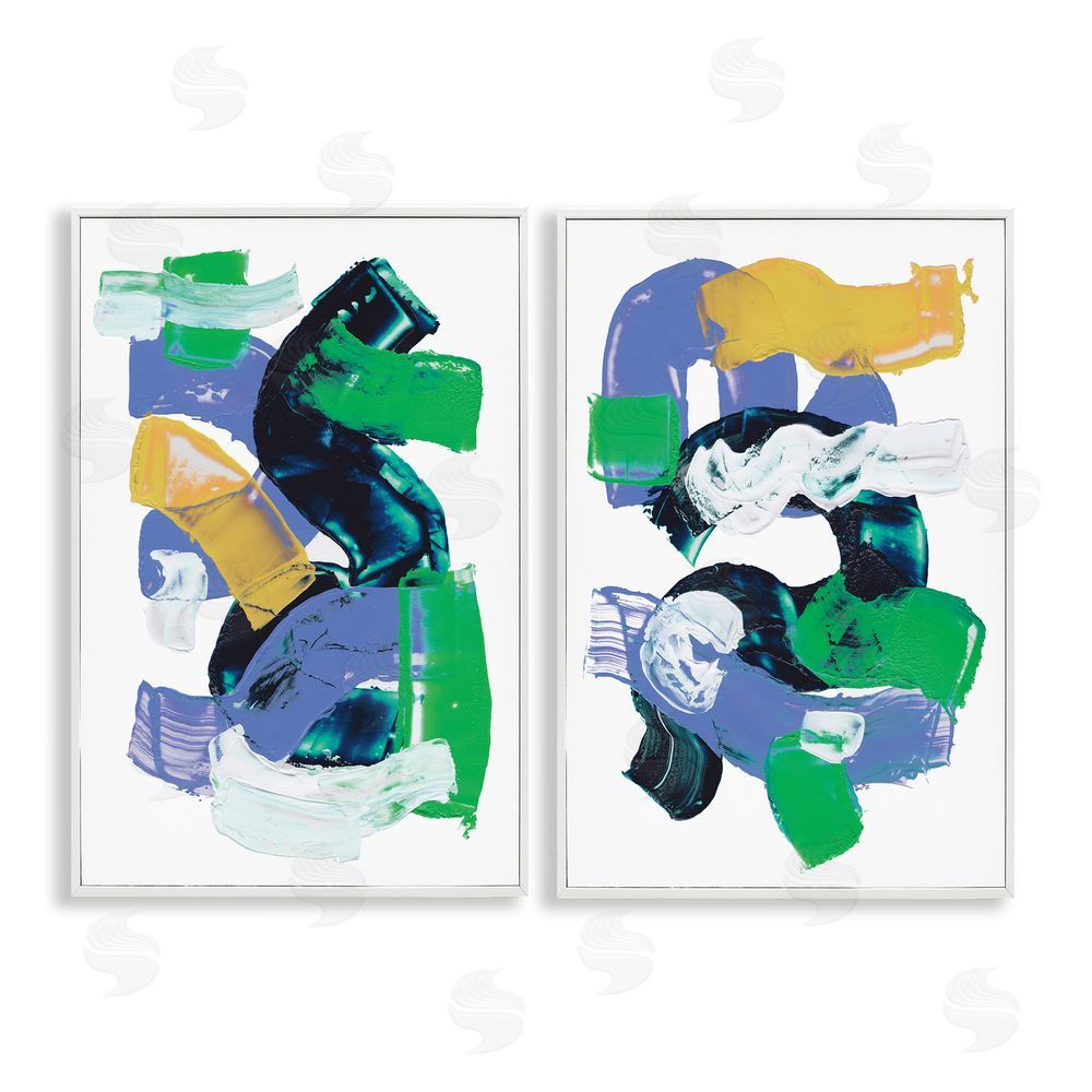 Melissa Wang Vibrant Abstract Tubes  White Framed Giclee Wall Art Print